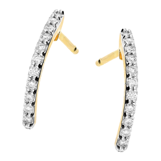 Kolczyki złote rząd białych diamentów/sztyft NF GS-509 próba 585