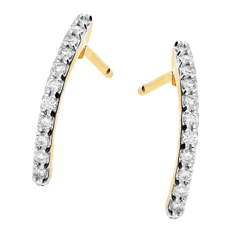 Kolczyki złote rząd białych diamentów/sztyft NF GS-509 próba 585