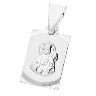 Medalik srebrny z Częstochowską w prostokącie MV MD364 rod próba 925