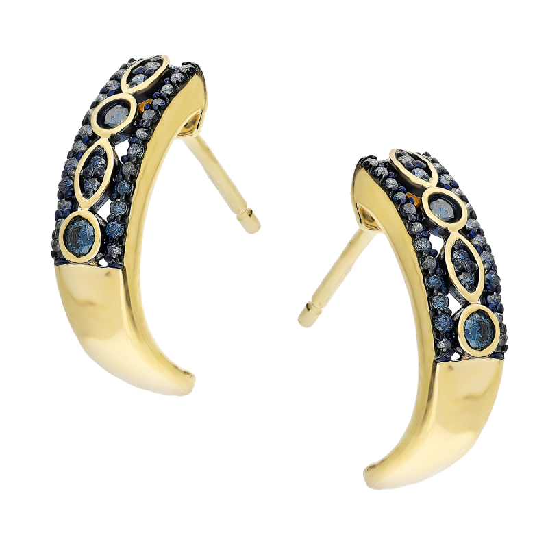 Kolczyki złote z niebieskimi diamentami/sztyft NF GS-516 blue DMD próba 585