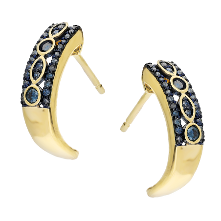 Kolczyki złote z niebieskimi diamentami/sztyft NF GS-516 blue DMD próba 585