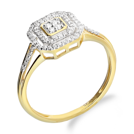 Pierścionek zaręczynowy białe diamenty w kwadracie NF GS-519 próba 585