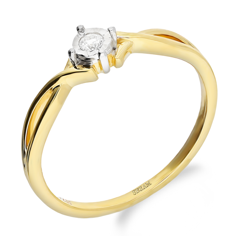 Pierścionek zaręczynowy z diamentem w zaplecionej szynie NF JRI-979 Y próba 585