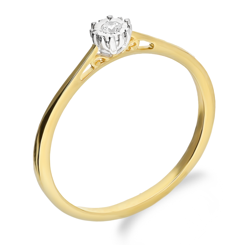 Pierścionek zaręczynowy SOLITER z białym diamentem NF JRI-1207-05 próba 585