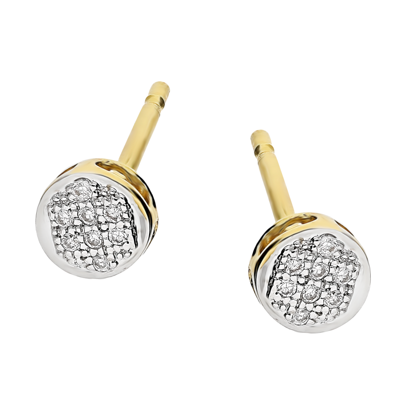 Złote kolczyki z diamentami w kole pr. 585 - JubilerSezam.pl