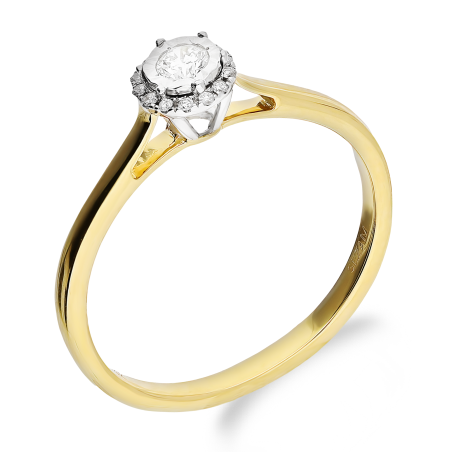 Pierścionek zaręczynowy z okrągłymi diamentami NF MY22R70 próba 585