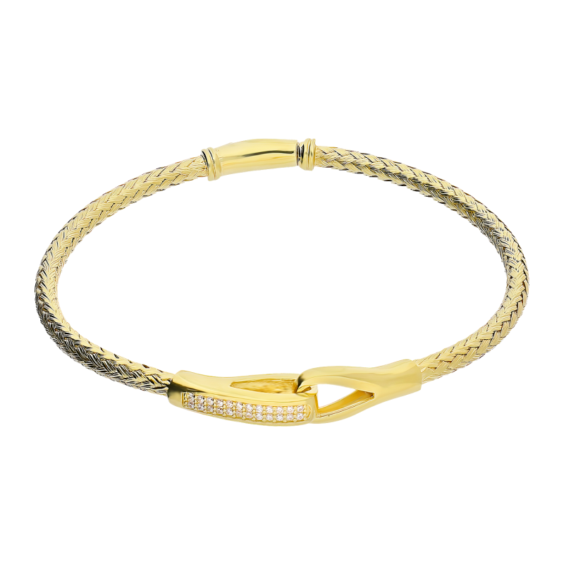 Bransoleta pozłacana bangla plecionka z klamerką z cyrkoniami PW506 GOLD próba 925