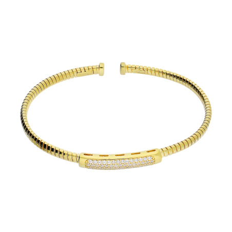 Bransoleta pozłacana bangla z trzema rzędami białych cyrkonii PW529 GOLD próba 925