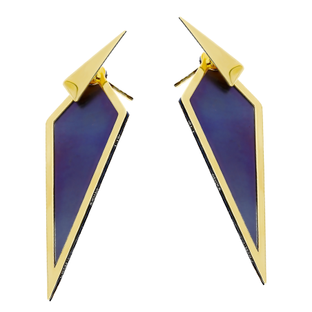 Komplet pozłacany kolczyki zawieszka tytanowy grot/sztyft TB 20918 GOLD próba 925