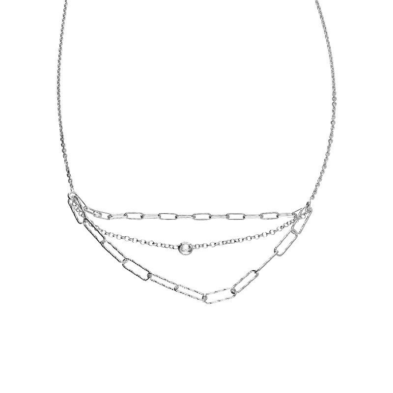 Naszyjnik srebrny CHARMING anker long i biała cyrkonia/rolo NI GIA13308 ROD próba 925