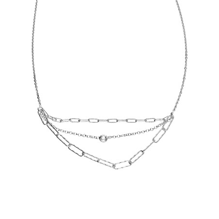 Naszyjnik srebrny CHARMING anker long i biała cyrkonia/rolo NI GIA13308 ROD próba 925