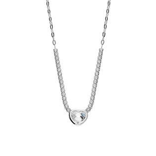 Naszyjnik srebrny rząd cyrkonii i fasetowane serce/anker NI XGI07223 ROD próba 925