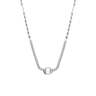 Naszyjnik srebrny fasetowana biała cyrkonia i mniejsze cyrkonie w rzędzie/anker NI XGI07225B ROD próba 925