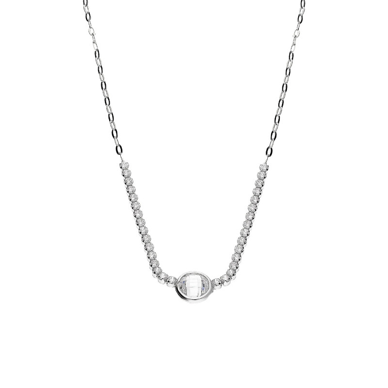 Naszyjnik srebrny fasetowana biała cyrkonia i mniejsze cyrkonie w rzędzie/anker NI XGI07225B ROD próba 925