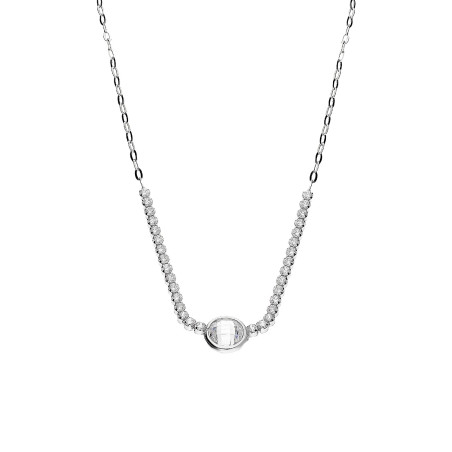 Naszyjnik srebrny fasetowana biała cyrkonia i mniejsze cyrkonie w rzędzie/anker NI XGI07225B ROD próba 925