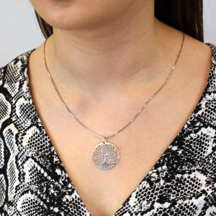 Zawieszka srebrna drzewko w kółku ażur 30mm NI CI1497 próba 925