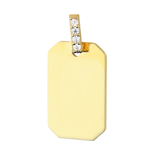 Zawieszka złota gładka blaszka z cyrkoniami na koluszku MZ T23-P-ID-5-CZ-11-16mm pod gra próba 375