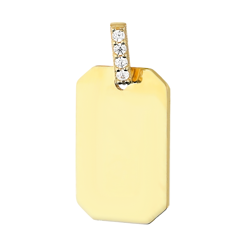 Zawieszka złota gładka blaszka z cyrkoniami na koluszku MZ T23-P-ID-5-CZ-11-16mm pod gra próba 375