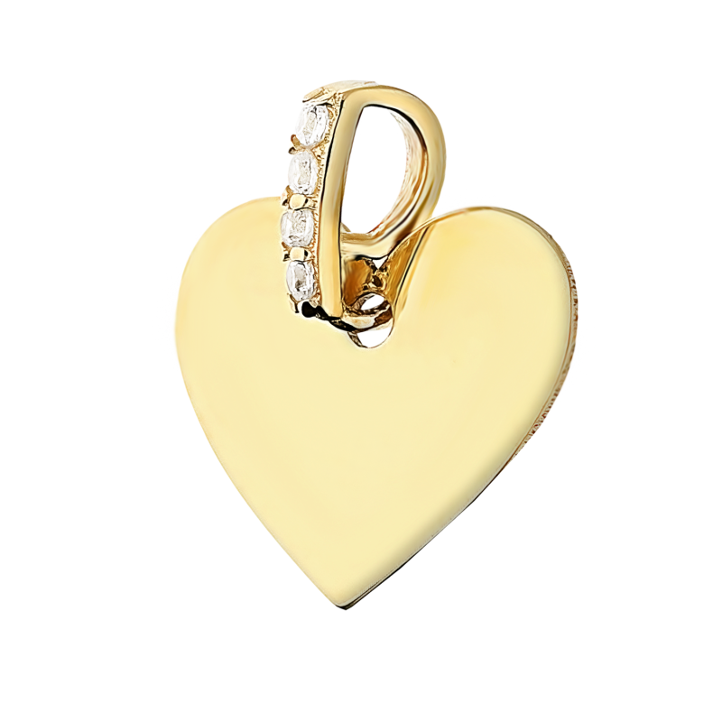 Serduszko złote gładki z cyrkoniami na koluszku MZ T23-P-ID-7-CZ-10-12mm próba 585