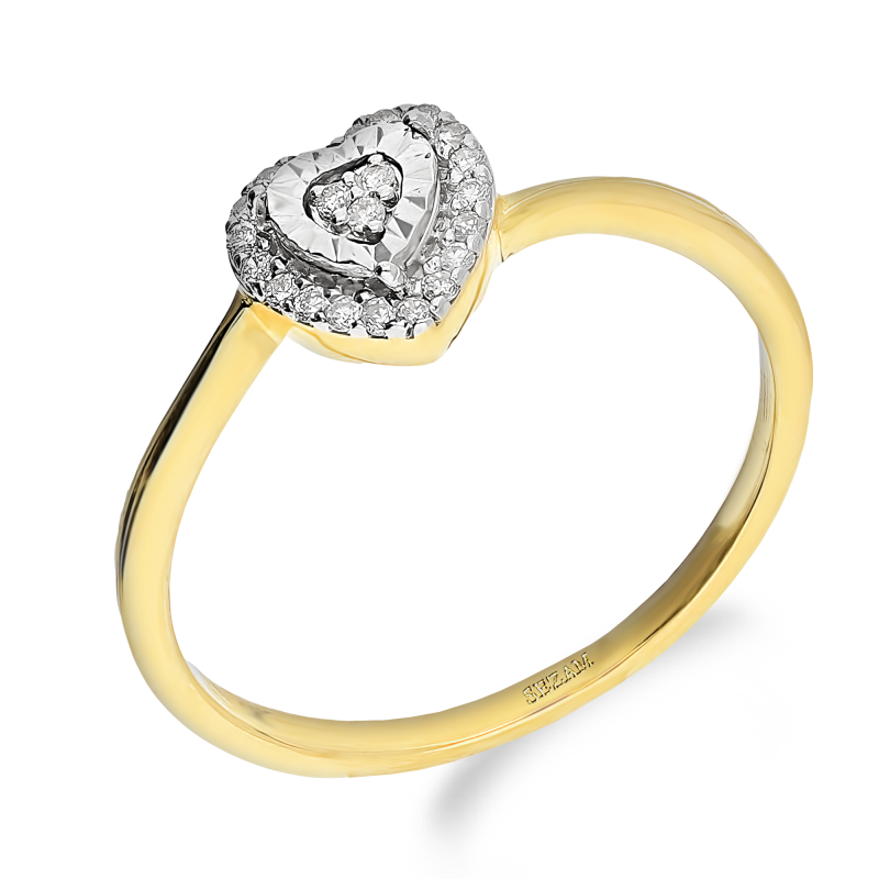 Pierścionek zaręczynowy serce z białymi diamentami NF GS-142 próba 585