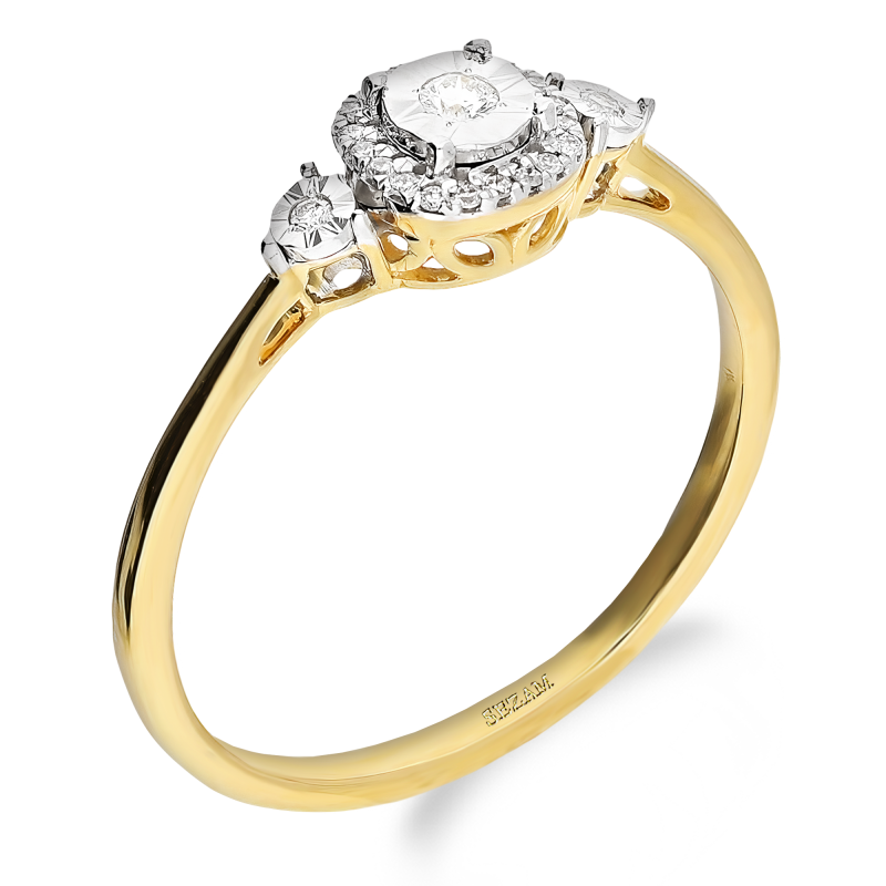 Pierścionek Zaręczynowy z Żółtego Złota z Diamentami - JubilerSezam.pl