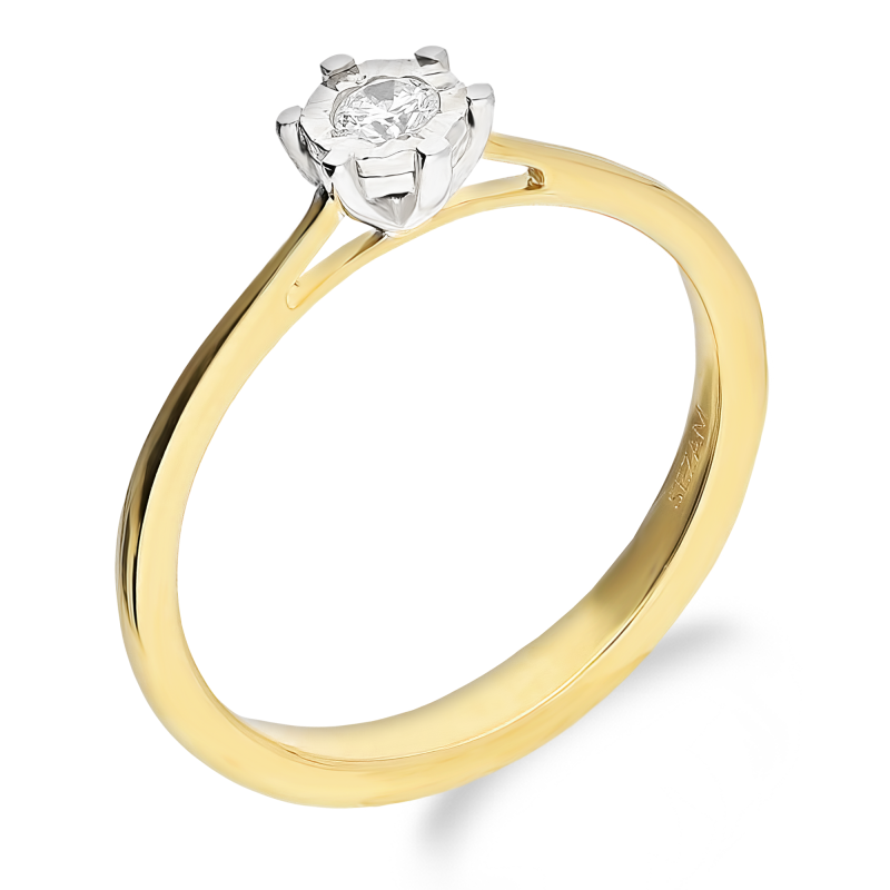 Pierścionek zaręczynowy SOLITER z białym diamentem NF JRI-1204-10 próba 585