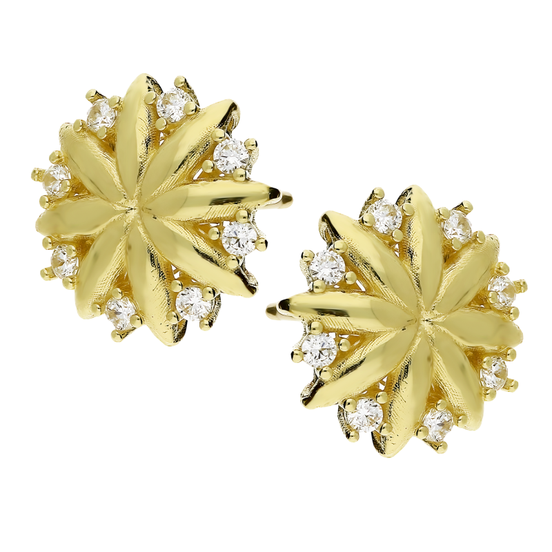 Kolczyki złote słońce z białymi cyrkoniami/sztyft AR ICFUE0346-FCZ próba 375