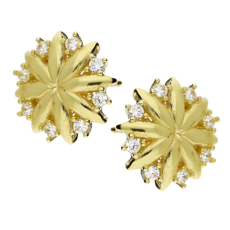 Kolczyki złote słońce z białymi cyrkoniami/sztyft AR ICFUE0346-FCZ próba 375