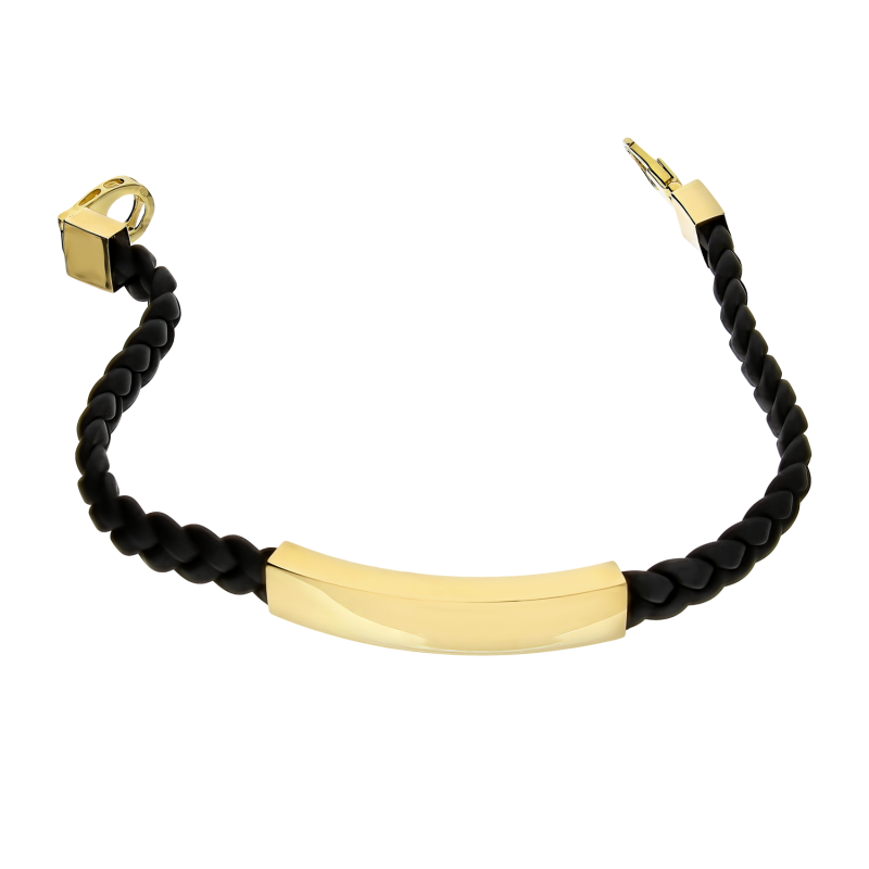 Bransoleta złota męska gładka blaszka na kauczuku