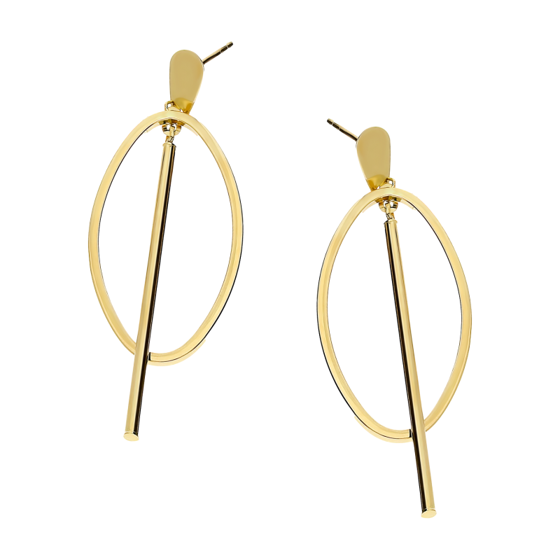 Złote Kolczyki Owalna Ramka Sztyft pr. 375 - JubilerSezam.pl