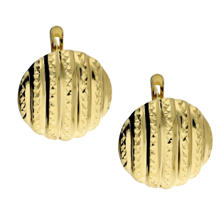 Kolczyki złote blaszki z grawerowanymi paskami/ang.zap. AR XDCNSE8766-GW próba 375