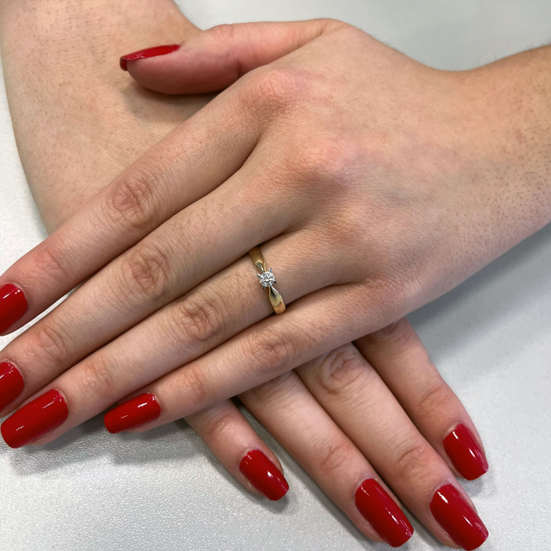 Pierścionek AMORE złoty  z diamentem  DJ 02DTC_1 próba 585