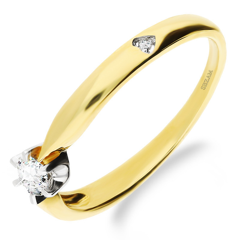 Pierścionek złoty AMOR z diamentami 0,206 ct