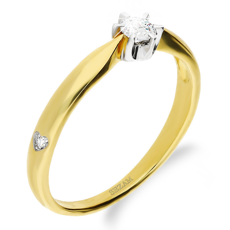 Pierścionek złoty AMORE GR 6ł-0,116ct DJ 15DTC_2 próba 585