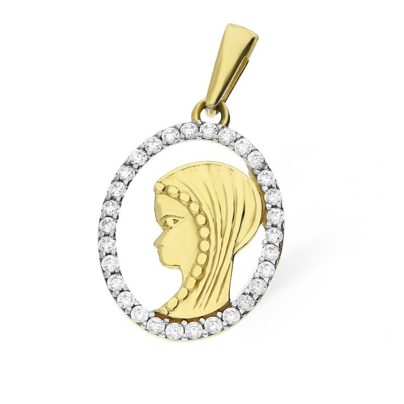 Medalik złoty z wizerunkiem Matki Boskiej próba 585