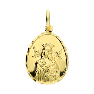 Medalik złoty Matka Boska Nieustającej Pomocy z Dzieciątkiem próba 585
