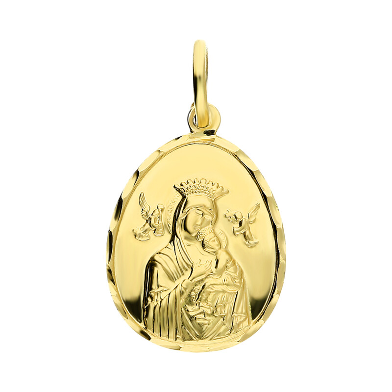 Medalik złoty Matka Boska Nieustającej Pomocy z Dzieciątkiem DJ112 próba 585