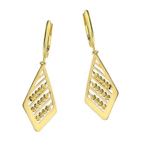 Złote Kolczyki Deltoid z Kulami pr. 375 - JubilerSezam.pl