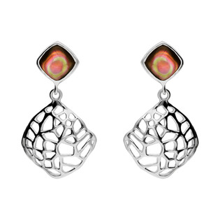 Kolczyki romb siatka z masą perłową NJ 8004 próba 925