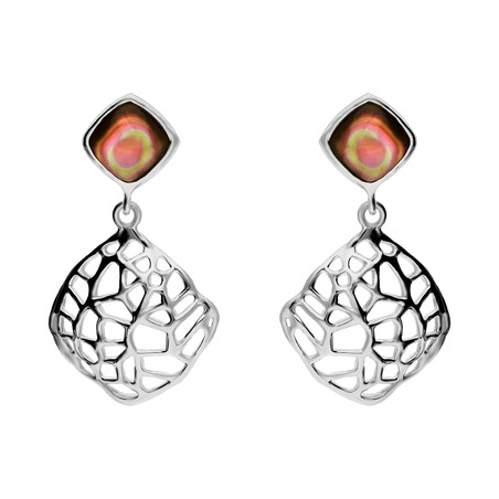 Kolczyki romb siatka z masą perłową NJ 8004 próba 925