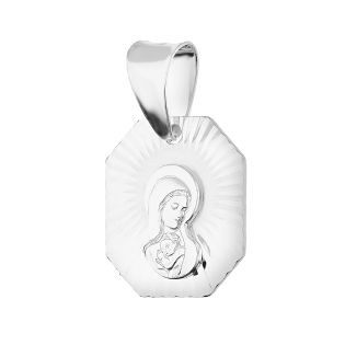 Medalik srebrny Matka Boska z Dzieciątkiem w ośmiokącie MV MD345 próba 925
 Waga-1,60