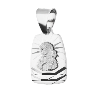 Medalik srebrny Częstochowska w obłym prostokącie z grawerem MV GMD060 próba 925