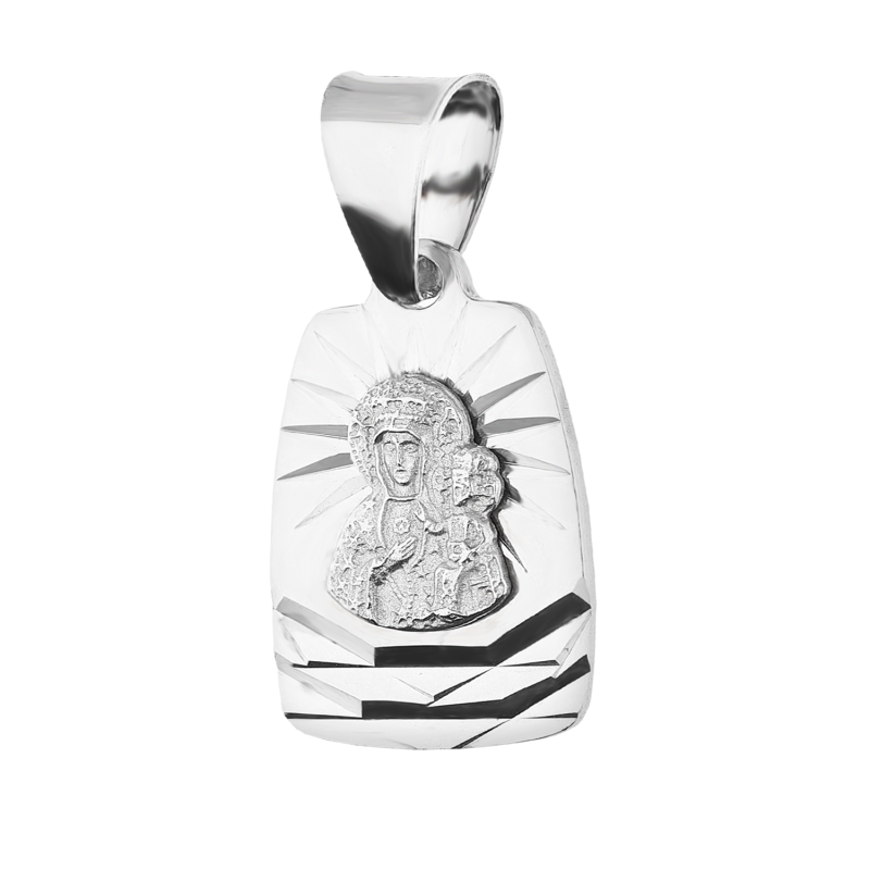 Medalik srebrny Częstochowska w obłym prostokącie z grawerem MV GMD060 próba 925