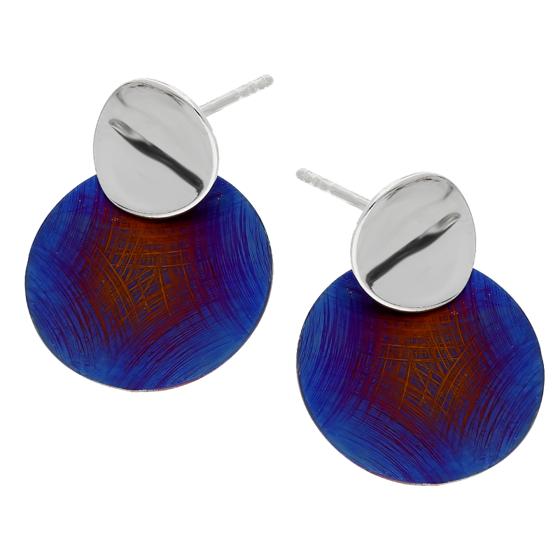 Kolczyki srebrne tytanowe koło i gładkie kółko/sztyft A6 07170342-00 próba 925