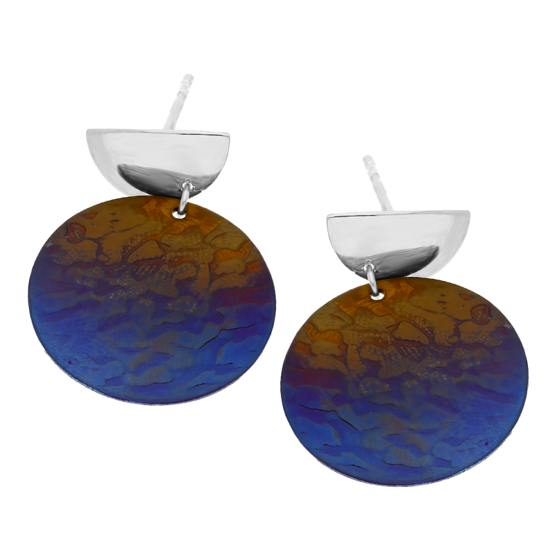 Kolczyki srebrne tytanowe kółko i gładkie półkółko/sztyft A6 07170373-00 próba 925