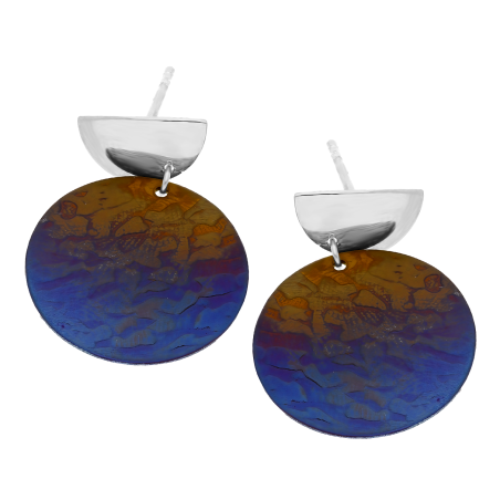 Kolczyki srebrne tytanowe kółko i gładkie półkółko/sztyft A6 07170373-00 próba 925