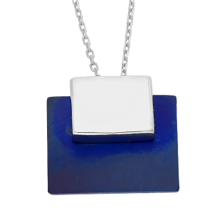 Naszyjnik srebrny tytanowy kwadrat i gładki kwadrat/anker A6 07570346-00 próba 925