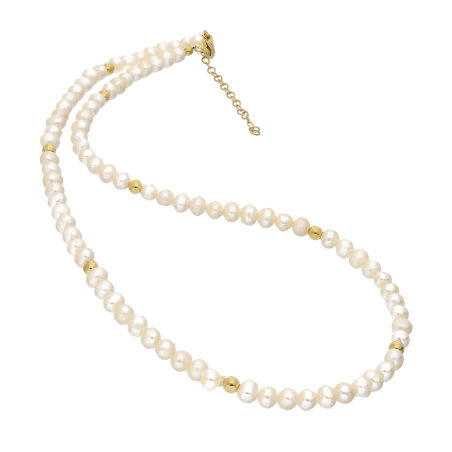 Naszyjnik pozłacany z perłami i kulkami A6 07586422-00 próba 925