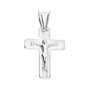 Krzyżyk srebrny żłobiony z wizerunkiem Pana Jezusa MV KD155 próba 925
 Waga-1,11
