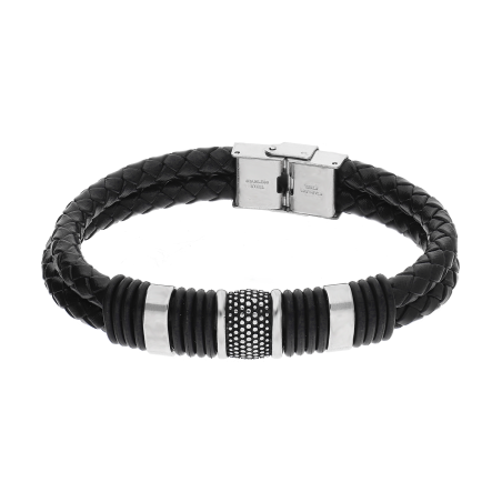 Bransoleta męska gładkie blaszki i kropkowana blaszka AT649